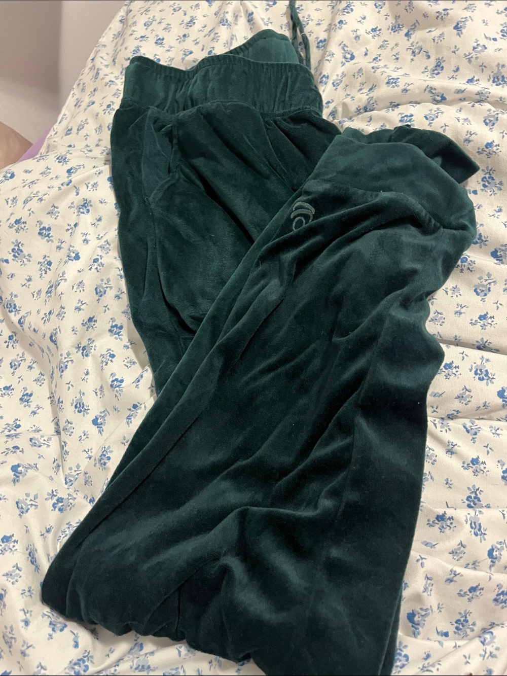 Cuddl Duds Velvet Jogger Pants - Dark Green